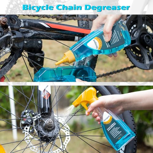 focopot Bike Cleaning Kit with 25 oz Bike Cleaner,10 Gear Floss,Toolbox