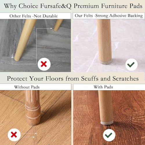 Fursafe&Q Felt Furniture Pads for Hardwood Floors - Self Adhesive Chair Felt Pad, Furniture Feet Floor Protectors, Protect from Nicks, Dents and Scratches, Cabinet Door Bumper128 Pcs Chair Feet - size: 128 Pcs Beige Felt Pads