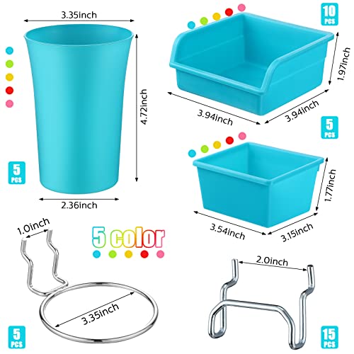 Yookeer 20 Pcs Pegboard Bins and Cups Accessories with Hooks, Mixed Color - color: Mixed Color