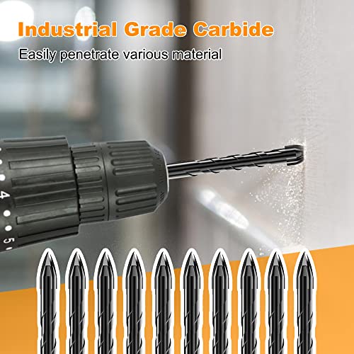 10Pcs Cross-Tip Masonry Drill Bit Set & Concrete Drill Bit Set, 1/4" - size: 10 pcs 1/4" Masonry Drill Bits