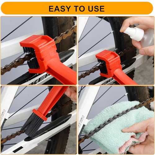 6-Piece Bike Chain Cleaner Kit with 3 Brushes & Cleaning Tools - for MTB, Motorcycle, E-Bike - Rust Removal & Maintenance