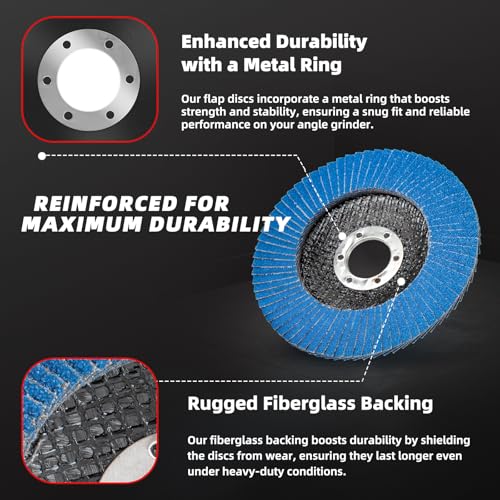 50 Pack 40 Grit Zirconia Flap Discs 4.5" x 7/8" T27 for 4 1/2 Inch Angle Grinder Flap Wheels Heavy-Duty Grinding & Sanding Discs for Metal, Wood, Stainless Steel - color: #40