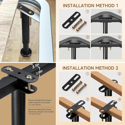 4 Pcs Adjustable Bed Frame Center Support Legs, Heavy Duty Cold Rolled Steel Bed Slat Support Legs With Wider Base, Bed Frame Leg Replacement, Furniture Support Reinforcement Kit, Height 13.8"-23.6" - size: 13.8'' - 23.6'' 4Pcs
