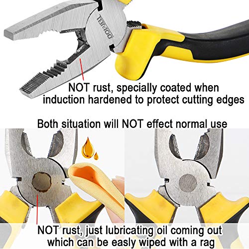 DOWELL Lineman's Pliers, Wire Cutter Heavy Duty, 6 Inch | 6-inch combination pliers, nickel-chromium steel, induction-hardened cutter, machined jaws, ergonomic grips, ANSI certified - size: 6" Lineman's Pliers