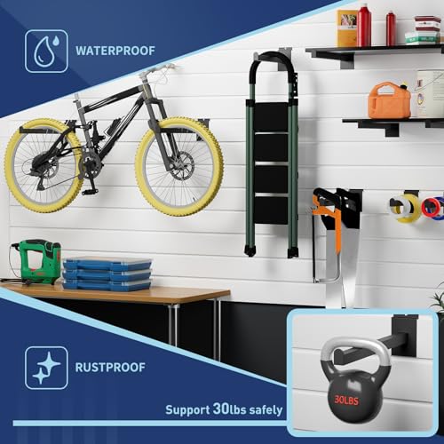 16 Pack Heavy Duty Tube Slatwall Shelf Brackets, Metal Tubular Slat Wall Brackets with Lip, Slatwall Accessories for Garage, Retail, and Home Storage - size: 8 Inch, style: Black