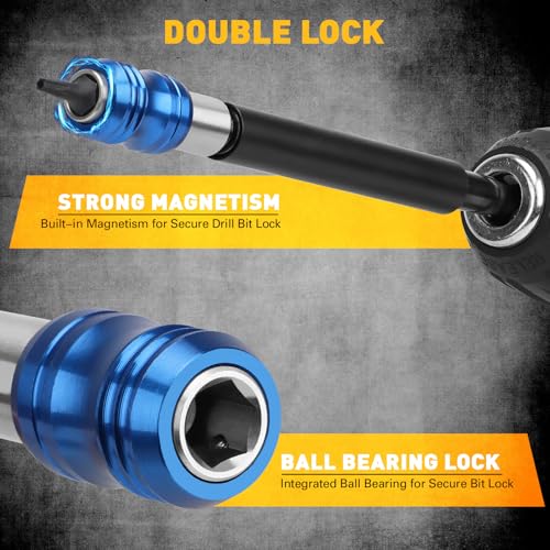 4-Piece 2", 4", 6", 12" Drill Bit Extension Set, Magnetic Screwdriver Bit Holder Extender with Aluminum Sleeve, 1/4 Inch Hex Shank Quick Release Extension Adapter, Durable CR-V Steel - style: 2"&4"&6"&12" Multi-Size