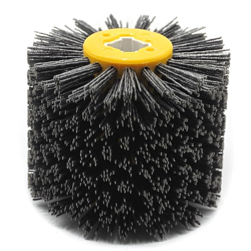 Enhance Your Wooden Furniture with SIGNI Abrasive NYLON Drawing Wheel Drum Burnishing Polishing Brush - Ideal for Floor Polishing, 120X100mm Size, 120 Grit - Pack of 1 - size: 120 Grit, Black