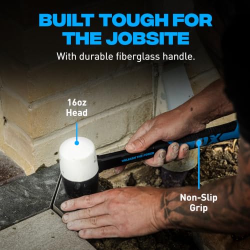 OX Combination Rubber Mallet 16 oz, Non-Marking Head, Fiberglass Handle - size: 16 Ounce