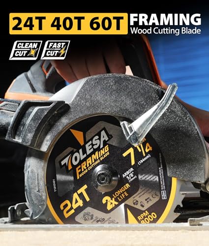 TOLESA 7-1/4 Circular Saw Blades, 24/40/60T for Woodworking, 3-Pack - size: 7-1/4'', style: 24/40/60T