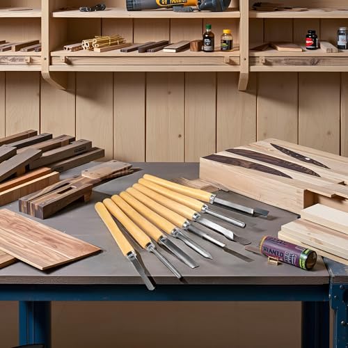 8Pcs Wood Lathe Chisel Sets, HSS Wooden Turning Chisels Kit Sculpting Chisel Woodworking Chisels Lathe Woodturning Tools Wood Carving Tools Set for Wooden Turning Hardwood