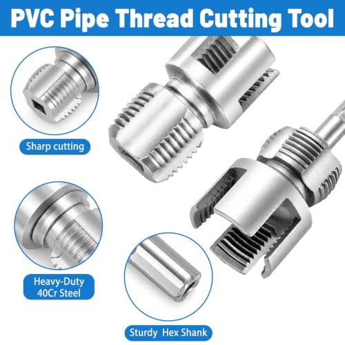 9pcs Integrated Internal & External PVC Pipe Threading Tool Kit 1/2" 3/4" 1" Broken Bolt Stripped Screw Extractor 40Cr Pipe Thread Cutting Tool with Case for PVC Pipes Plumbing Electric Drill DIY Gift
