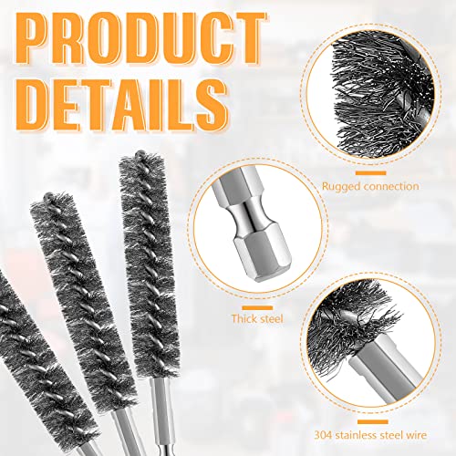 Geiserailie 5 Pieces Wire Bore Brush Drill Hex Shank, Stainless Steel - style: Stainless Steel
