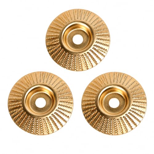 SHIRIA 3Pcs Angle Grinder Polishing Pad,Beveled Wood Carving Disc Set, 4" (10cm) Dia, 15mm Arbor, Alloy Steel, Angled Grinding Wheel for Wood Shaping & Chamfering on Angle Grinder. - color: Beveled Disc-3pcs