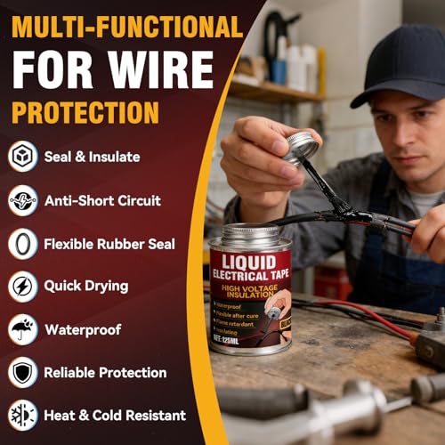 Liquid Electrical Tape, Black Waterproof Insulating Coating for Cables