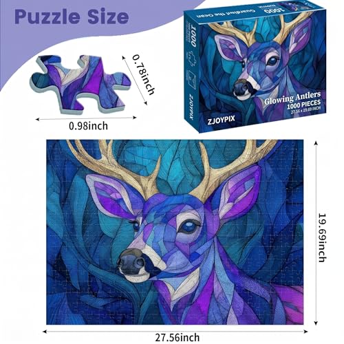 1000 Piece Puzzle for Adults, Glowing Antlers Jigsaw Puzzle for Adults - color: Glowing Antlers