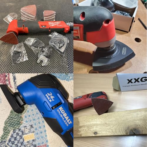 XXGO 105 Pcs Oscillating Multi Tool Finger Triangle Sanding Pads Kits - size: 3-1/8 Inch Triangle & 2 Inch Finger Kit - 105 Pcs