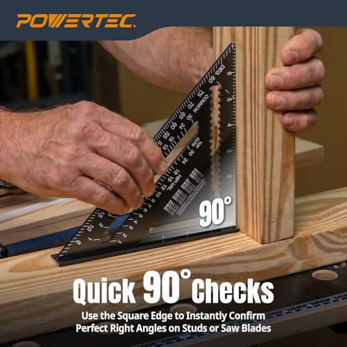 POWERTEC 7" Aluminum Rafter Square, Speed Framing Square (72322) - style: 7" Rafter Square
