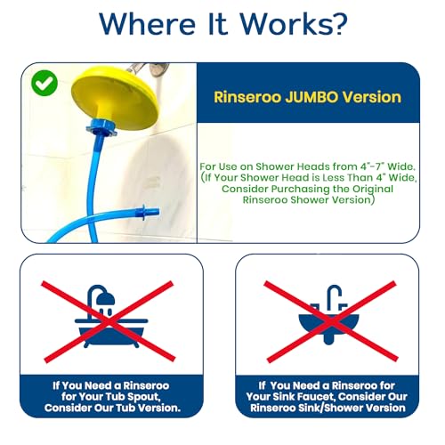 Rinseroo JUMBO Shower Cleaning Thing Slip-On Handheld Hose Attachment