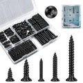 #4#8#10 Wood Screws Assortment Kit 175 Pcs, Flat Head Hex Socket Assorted Screws Set, High Strength Black Zinc Plated Steel, Countersunk Self Tapping Screws for Wood (1-1/2", 1", 3/4", 1/2") - size: #4 #8 #10 Kit (175pcs)