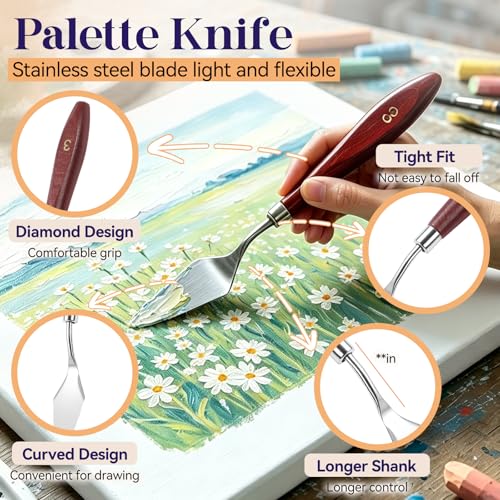 Paint Brushes Set of 26 Pieces Watercolor Acrylic Paint Brushes with Self-Standing Case, Professional Wooden Handle Brushes for Oil, Acrylic and Watercolor Painting, Face Painting