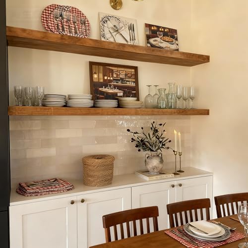 ROGMARS 60 Inches Long Walnut Floating Shelves - color: Walnut, size: 60 Inch set of 2