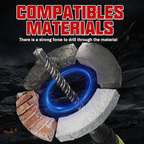 CSOOM SDS Plus Rotary Hammer Drill Bit 1-1/4"x18.11", Professional Concrete Drill Bit for Concrete, Brick, Stone and Cement Walls - size: 1-1/4"x18.11"