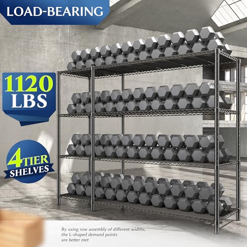 Romorgniz 52.4" W Storage Shelves, 1120LBS Heavy-Duty&L-Shaped for Kitchen - size: 13.78"D x 52.36"W x 59"H