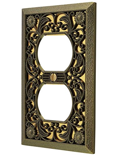 Amerelle 65DAB Filigree Wallplate, 1 Duplex, Antique Brass - size: 1 Duplex