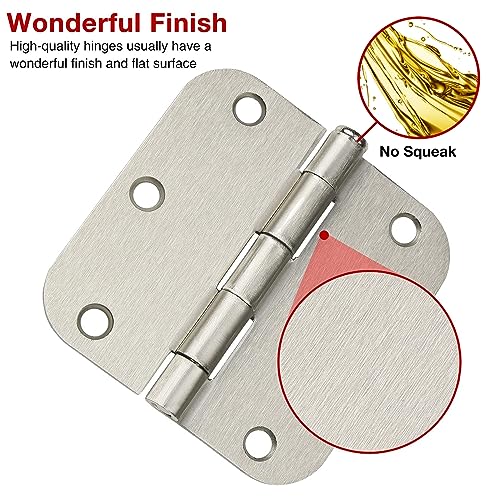 TDCHINGES Rounded Door Hinges Brushed Nickel 3.5 Inch 5/8" Radius No Squeak - color: Satin Nickel-Rounded, size: 18 Pack-no squeak
