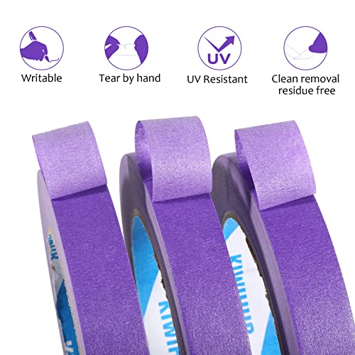 Purple Painters Tape,0.7" x 60 Yards x 3 Rolls (180 Yards Total) - - color: Purple, size: 0.7", 60 yards