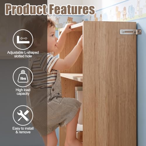 12 Pack Furniture Anchors for Baby Proofing, Furniture Wall Straps - color: Silver Furniture Anchors - 12 Pack