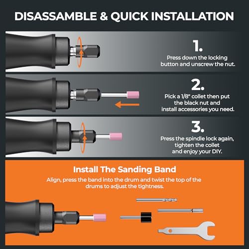 Cordless Rotary Tool Kit, 20V Power Rotary Tool for Sanding, Carving, Drilling, Engraving, Polishing, DIY Crafts with 42 Accessories, Brushless Motor, 5000-35000 RPM Variable Speed,Tool Only - size: 1 PC Rotary Tool