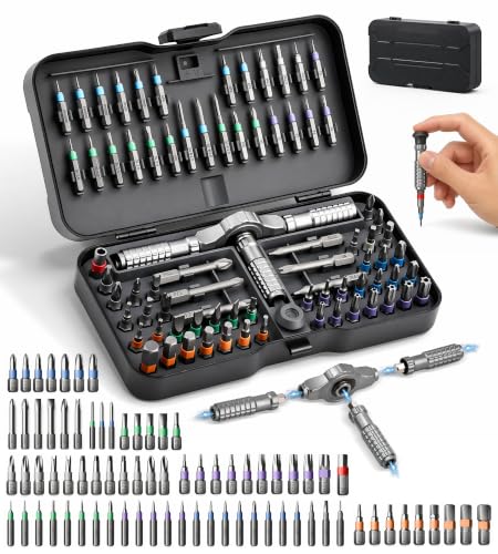 79 in 1 Precision Ratchet Screwdriver Set, Upgraded S2 Steel Tool Kit with Long Bits, Magnetic Electronics Repair Kit Compatible with Smartphones, Laptops, Gift for Men DIY Enthusiasts