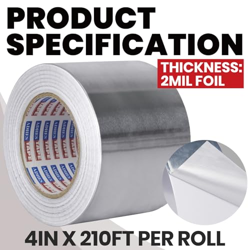 ADHES Heavy Duty Aluminum Foil Tape 4 Inch x 210 Feet(70 Yards) - size: 4in x 70yd