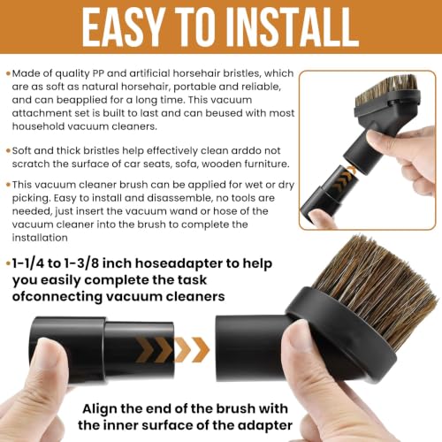 6-Piece Universal Vacuum Attachments Kit - size: 6Pcs Vacuum Brush, Horse Hair