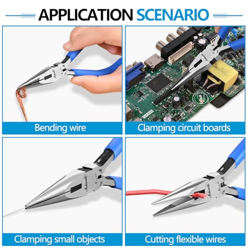 Needle Nose Pliers and Wire Cutters Set, 5" High Carbon Steel Pliers Set, Ultra-Sharp Crafts Diagonal Cutters, Long Nose Pliers for Jewelry Making, Electronics Repair, Object Grasping - size: 5" w/ B05-2Pack
