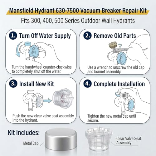 2Pcs 630-7500 Vacuum Breaker Repair Kit | Fits for 300 400 500 Series Part Accessories, Anti Siphon Repair Kit, Pressure Vacuum Breaker, Outside Faucet Wall Hydrants