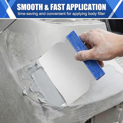 4 Pcs Stainless Steel Putty Knife Set, Metal Body Filler Spreader Tools for Bondo, Plaster, Paint, Glaze