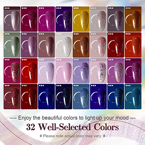 JODSONE Gel Nail Polish Shiny High Gloss Surface Strengthening Glitter Minimalistic Artistic Creation Starter Set 36 Pieces - color: B20