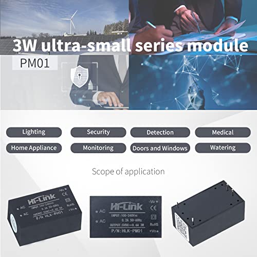 Mini Step-Down Power Supply, Intelligent Home Switching DC Power Module AC DC Isolated Power Module 220v to 5v, HLK PM01 AC DC Converter 220V to 5V（3PCS） - style: HLK-PM01