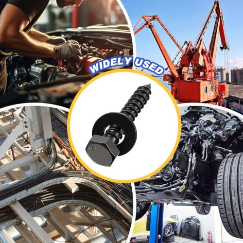 Zonon 50 Pcs 1/4'' X 1-1/4'' Hex Head Lag Bolts Screws with Washers, Black - color: Black, size: 1/4'' X 1-1/4''