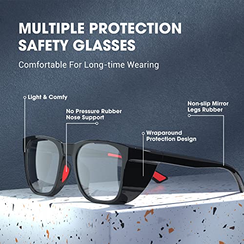 Safety Glasses Anti-Fog Eye Protection Blue Light Blocking Glasses for Women Men - color: Black