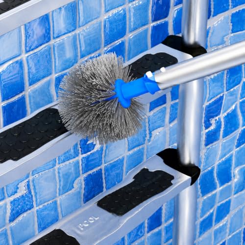 TidyMister Pool Brush for Cleaning Pool Walls, 20'' Pool Brush Head with Detachable Side Brush Nylon Bristles Pool Scrub Brush for Above Ground Pools Ingound Pools, Safe for Vinyl Liner - size: 19.8 Inch