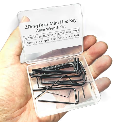 21pcs Mini Hex Key Set,Mini Hex Wrench sets Tool Kit,Imperial L Shape Micro Allen Wrench, 0.028, 0.035, 0.05, 1/16", 5/64", 3/32", 7/64", Each 3 Set. - size: Mini Hex Key Set-21 pcs for all size-Black