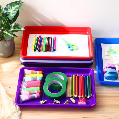 Maitys 15 Pack Plastic Art Trays 12 x 16 Inch Sensory Trays, Mixed Color - color: Mixed Color