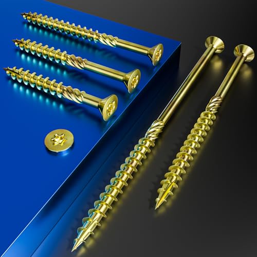 Wensilon 5/16 * 4" Yellow Zinc Deck Screws, (39pcs) 2 lbs.Exterior Wood Screws, Bronze, Star Bit - color: Yellow, size: 5/16*4"