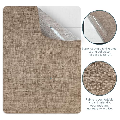 WILDREEDS 2 Pcs 8 x11 Inch Linen Repair Patches, Self-Adhesive Fabric Patch for Sofas, Couch, Furniture,Tote Bags, Car Seats (Brown) - color: Brown