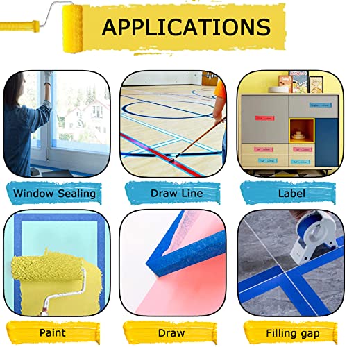 Masking Tape, Blue Tapes, Painters Tape, Artist Painter's Painting Paper Tape for Multi-Purpose Wall Paint, DIY Crafts, Scrapbook, Decoration, Labeling, Edge Finishing, 0.94INx60.1YDSx6 Rolls=360.6YDS - size: 6 Rolls, 0.94IN X 60.1YD