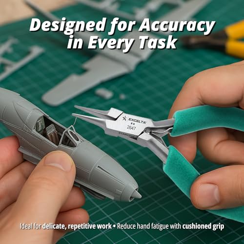 Excelta Precision Stainless Steel Needle Nose Pliers, 4.75 Inch - size: 4.75 inch, style: Cushioned Grip, Small Needle Nose, 2647