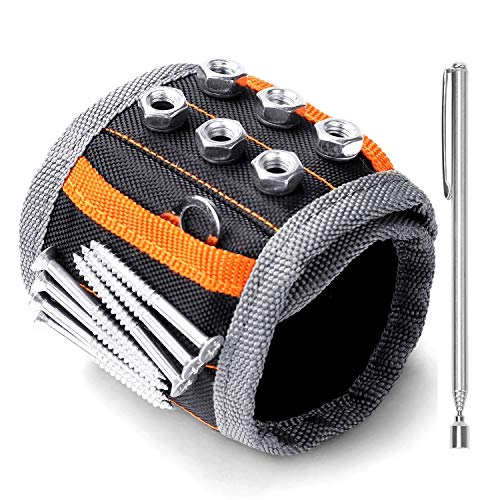 HORUSDY Magnetic Wristband, Stocking Stuffers, Gifts for Men, Premium Tool Belt for Holding Screws Nails Drill Bits with Powerful Magnets, Cool Gadgets, DIY, Valentine’s Day, for Dad - size: Magnetic Wristband & Magnet Stick